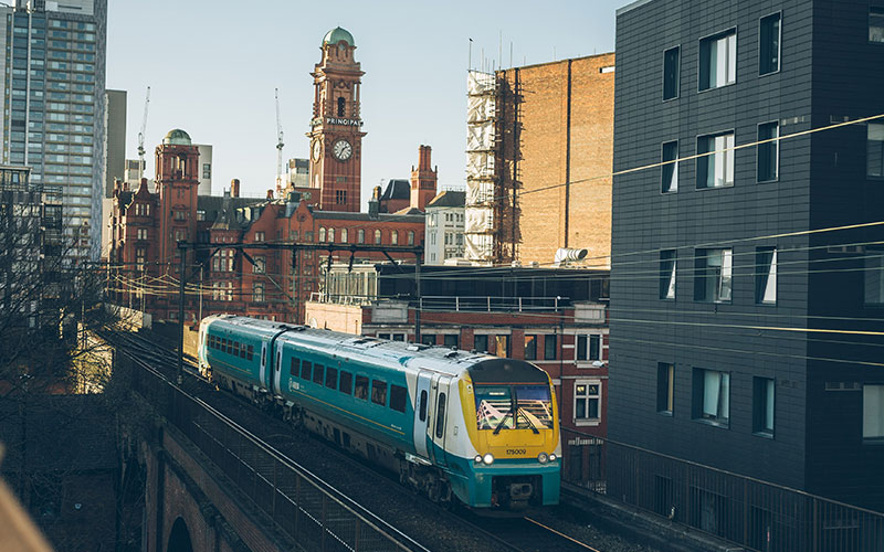 Train going through Manchester