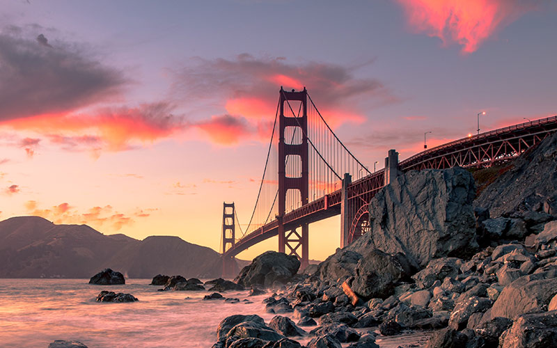 San Francisco bridge in the sunset