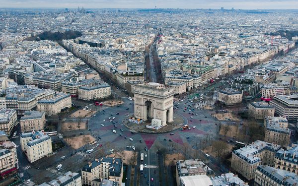 Aerial shot of Paris