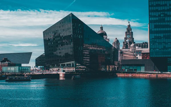 Buildings overlooking the waterfront in Liverpool