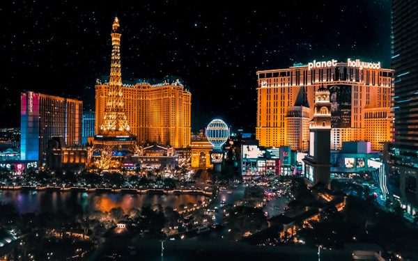 Starry night and bright lights in Las Vegas